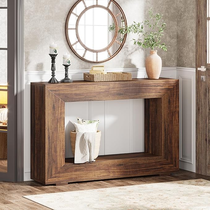 Farmhouse Console Table, 47 Inches Entryway Console Table with Storage