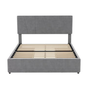 Upholstery Platform Bed with Four Drawers on Two Sides Grey - Full