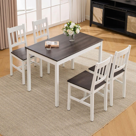 Table Set for 4, 5 - Piece Kitchen Table Set 42.5 Inch Rectangular Dining Table with Chairs