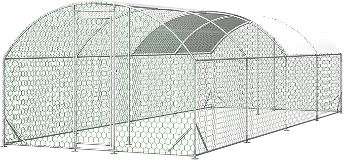 Large Chicken Coop,Walk-in Poultry Cage,Chicken Run with Waterproof Cover