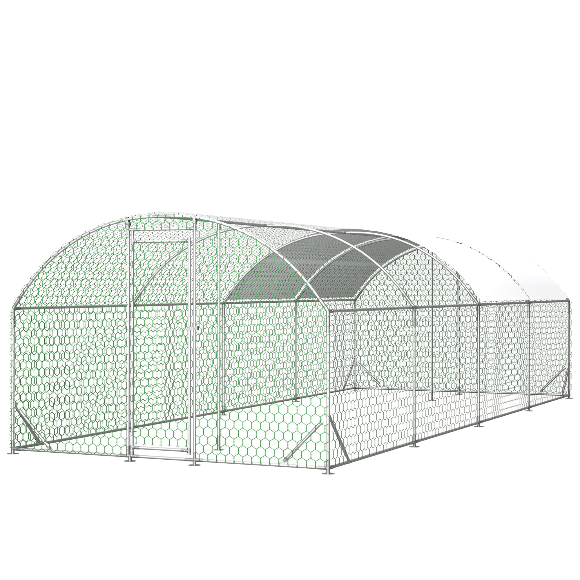 FortiRun XL Walk-In Metal Chicken Coop with Galvanized Frame & Predator-Proof Mesh
