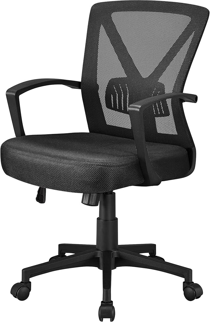 Office Chair Ergonomic Desk Chair Mid-Back Mesh Swivel Computer Chair Lumbar Support