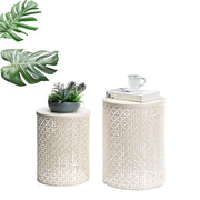 Outdoor Side Table Set of 2, Decorative Garden Stool for Indoor Outdoor Heavy Duty Metal