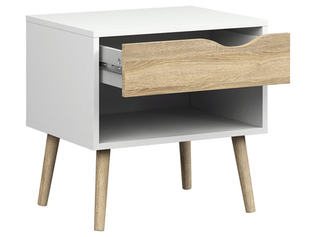 Diana 1 Drawer Nightstand, White/Oak Structure