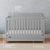 5-in-1 Convertible Crib with Drawer (Pebble Gray) – GREENGUARD Gold