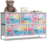 Kids Dresser with 5 Drawers - Storage Chest Organizer Unit with Steel Frame