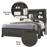 lantha Queen Bed w/Storage - - Gray Oak
