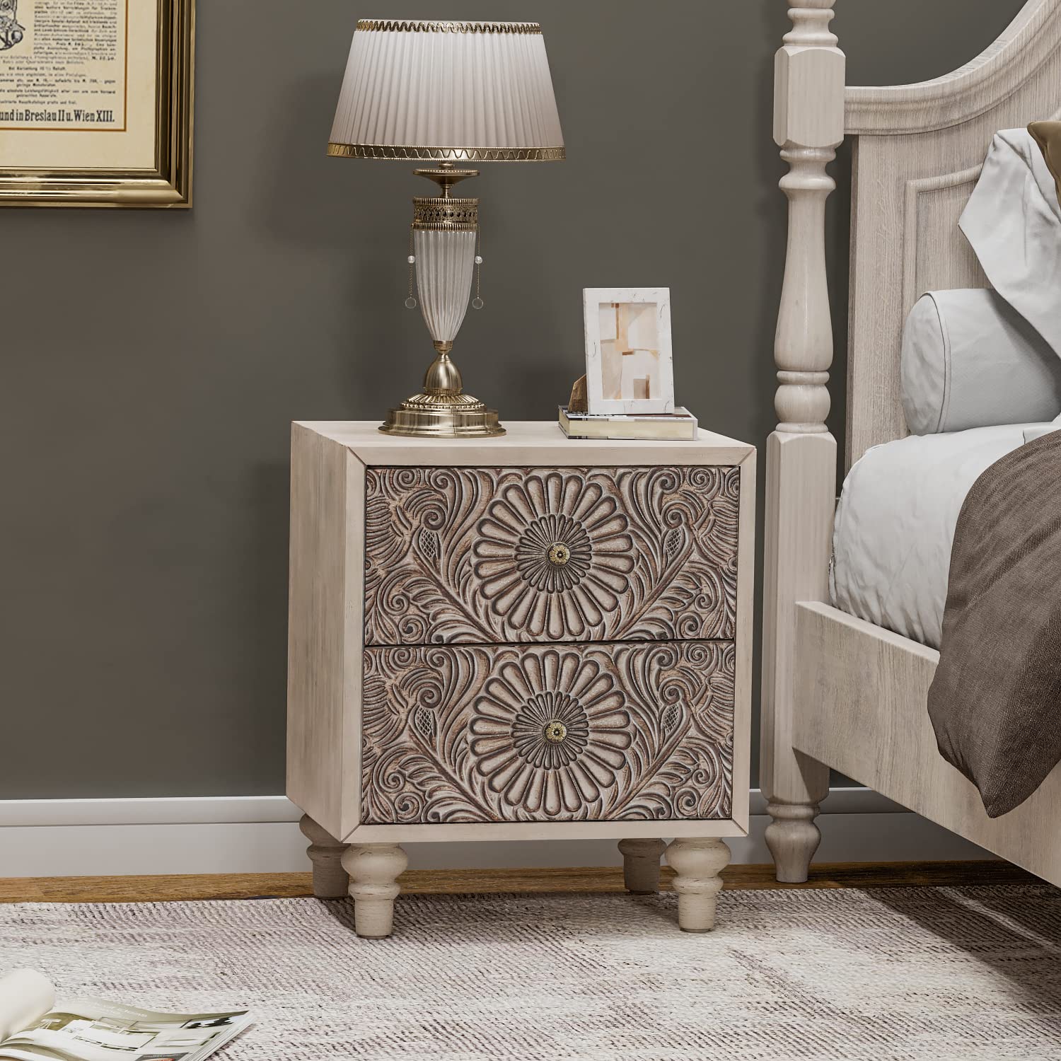 2 Pieces Nightstand,  MDF End Table