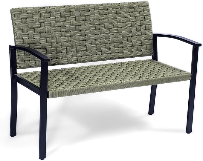Outdoor Bench with High Back and Arms