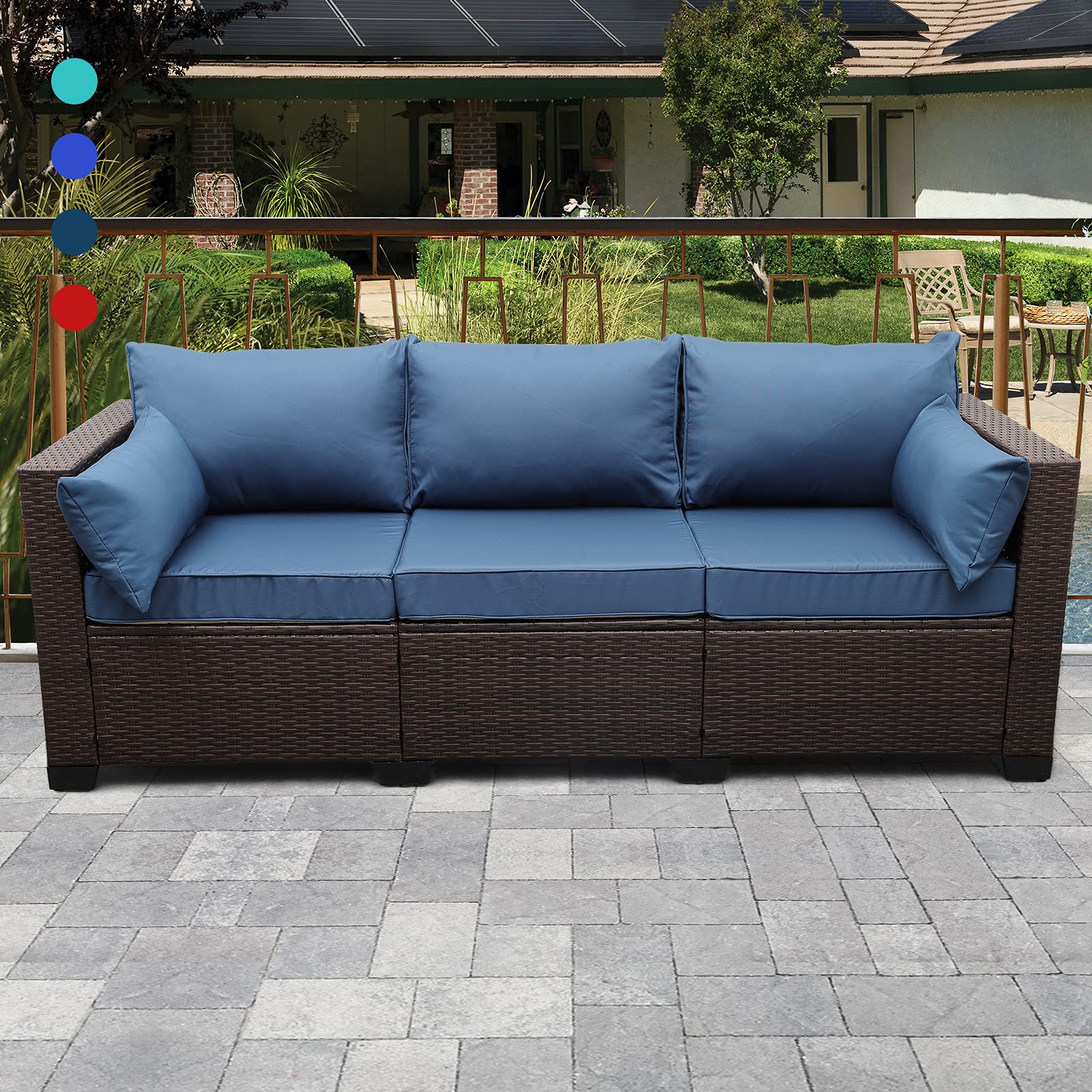 Seat Patio Wicker Sofa
