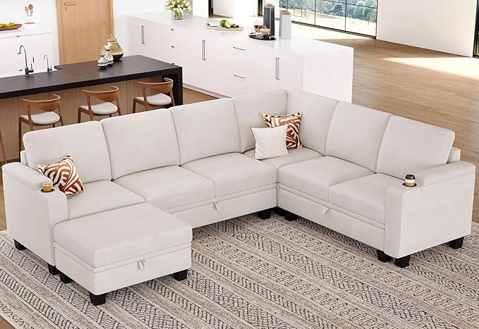 Modular Sectional Sofa Couch with Storage U Shape Convertible Corner Couches for Living Room Dark Grey Couch