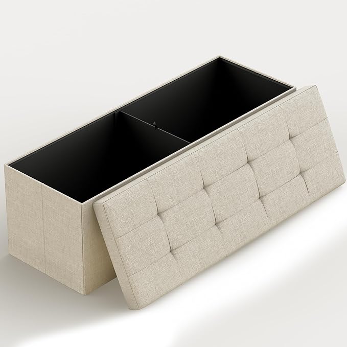 43" Folding Storage Ottoman Bench for Living Room