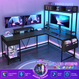 L Shaped Gaming Desk with Shelves, Reversible 66.9" Corner Computer Desk