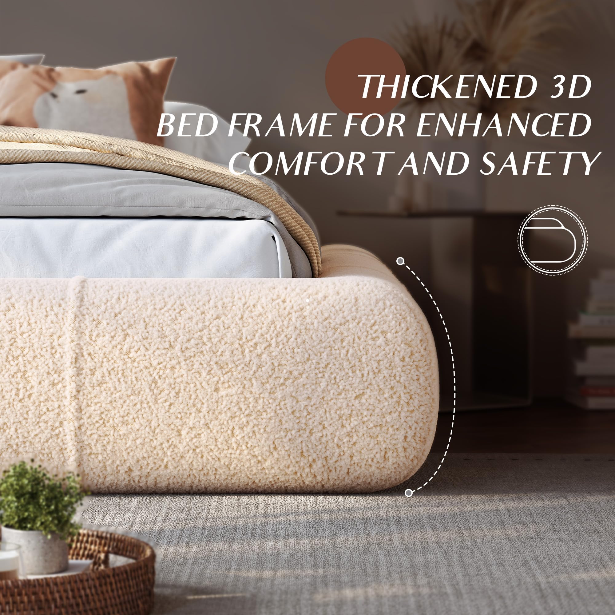 Cloud Queen Bed Frame - Easy Assembly with Rounded Corners