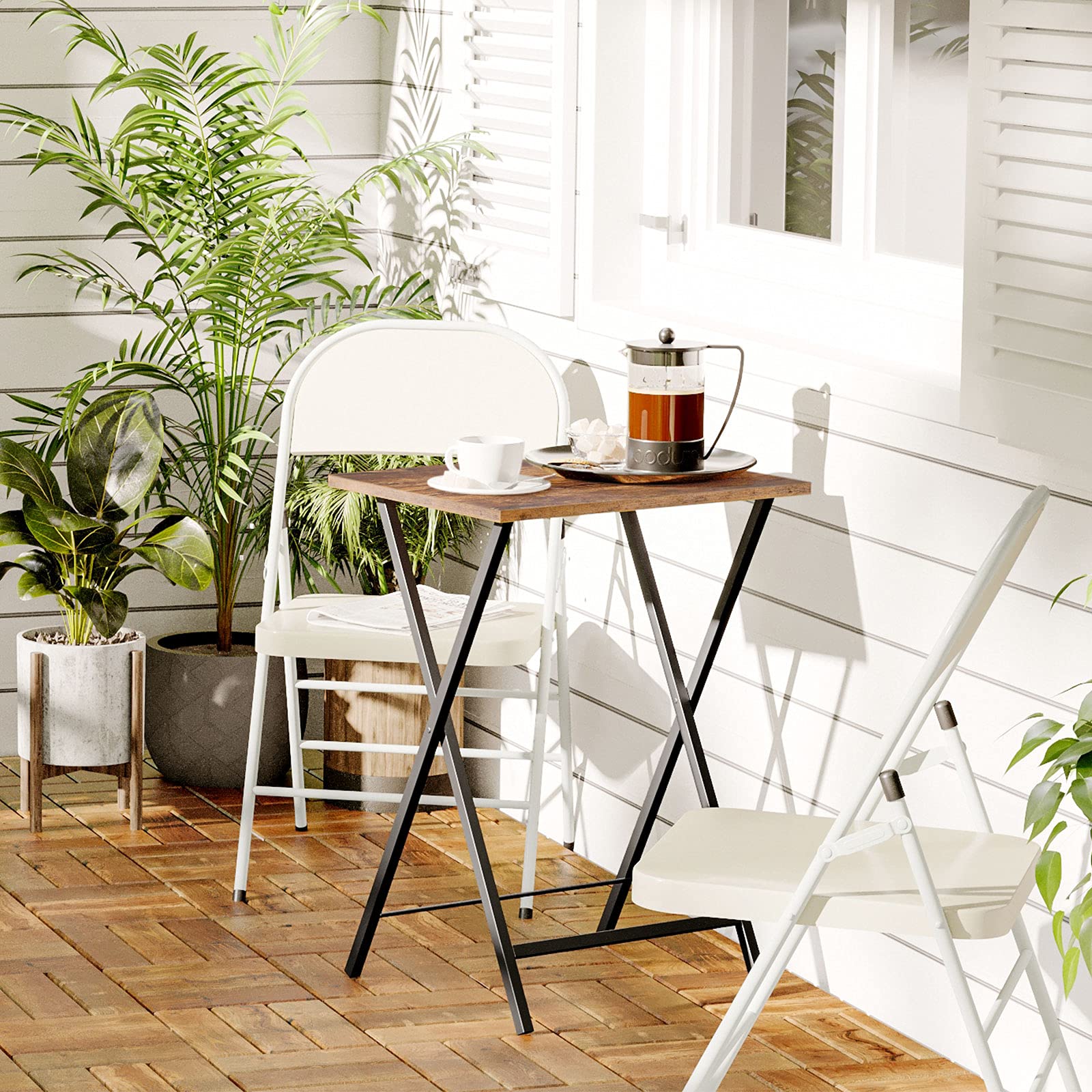 ForgeWood 4-Piece Rustic Folding Tray Table Set