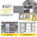 Extra Large 137in Chicken Coop for 8-10 Chickens,Outdoor Wooden Hen House