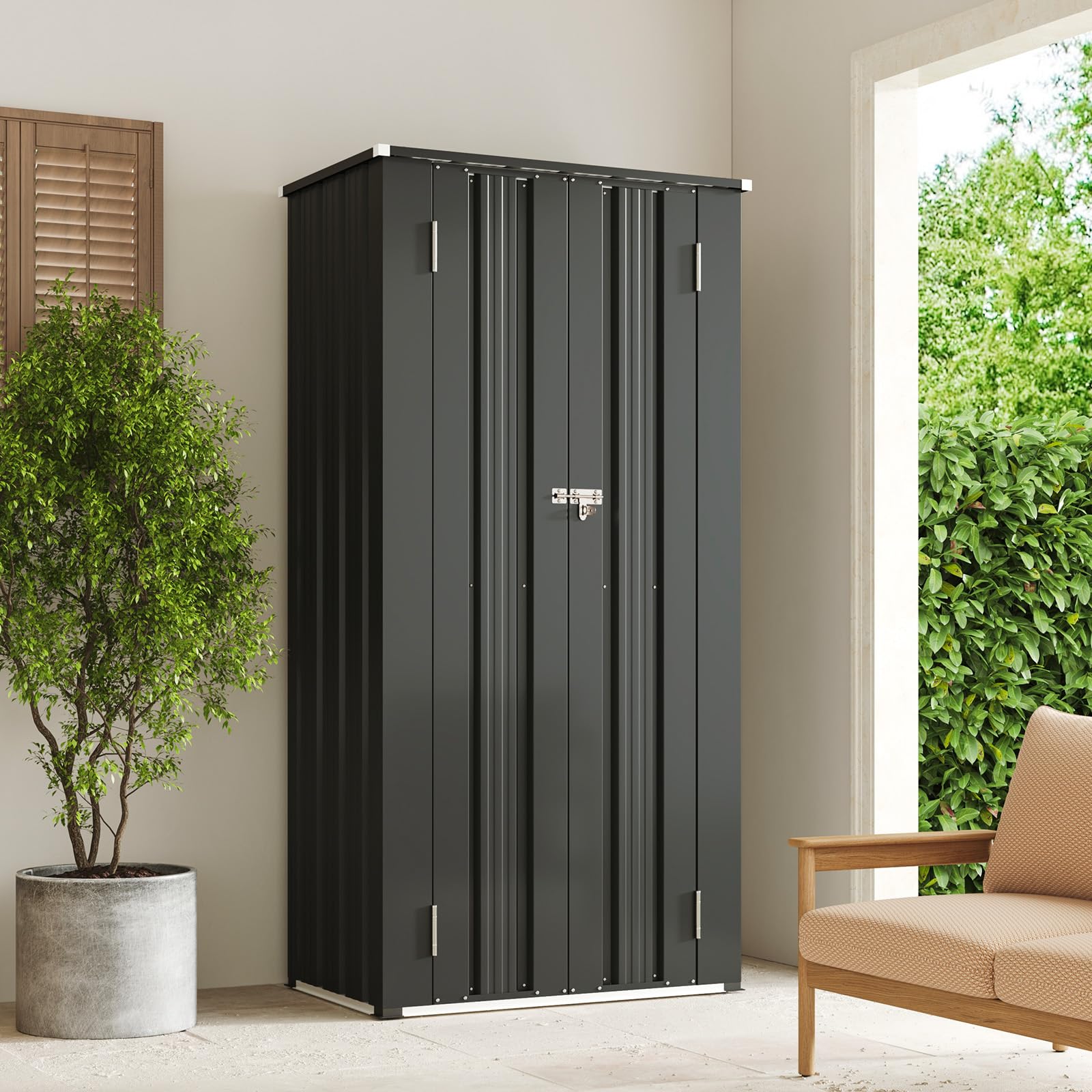 Outdoor Storage Cabinet 68" H Metal Vertical Shed
