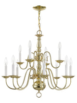 5012-02 Williamsburg 12 Light Two Tier (8+4) Polished Brass Chandelier