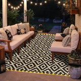 Reversible Mats with Led Strip Lights, Plastic Straw Rug, Modern Area Rug