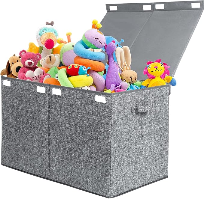 Toy Chest Box with Lid, Foldable Toy Storage Organizer Bin Boxes with Removable Divider