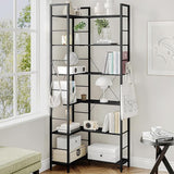 Corner Bookshelf Bookcase, Industrial Bookshelves, Modern Tall Bookcases,