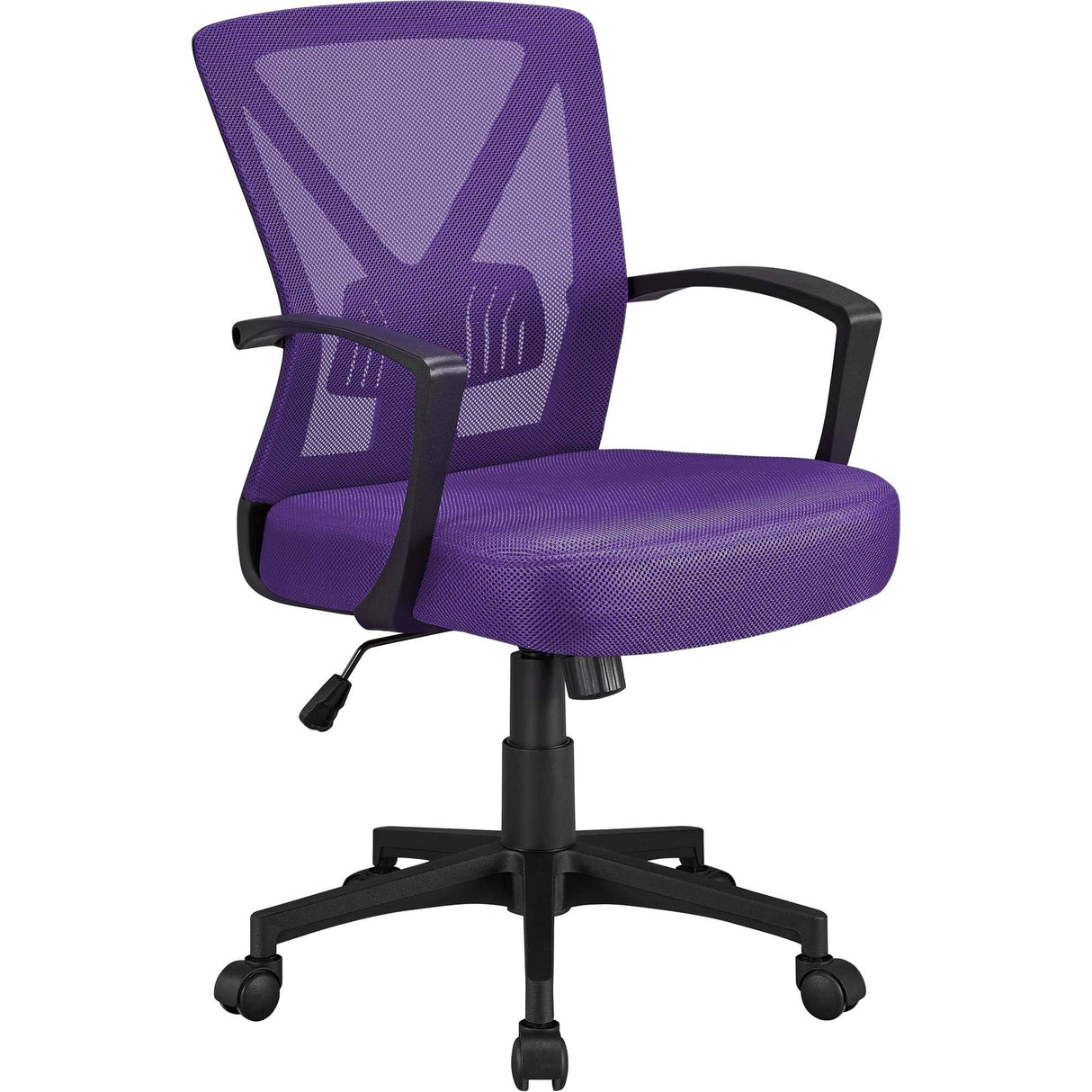 Mesh Office Desk Chairs Ergonomic Task Chairs with Adjustable Lumbar Support Mid Back Swivel Chair Purple