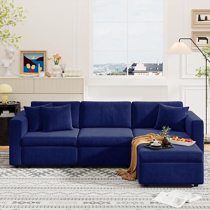 Cloud Modular Sofa Couch with Seats Storage, Comfy Velvet Fabric Couch for Living Room