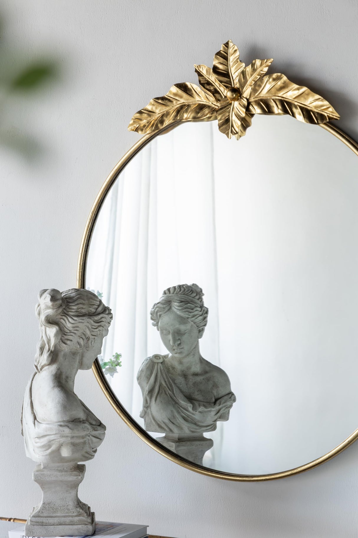 Large Round Wall Mirror with Ornate Gold Metal Frame, Traditional Accent Mirror