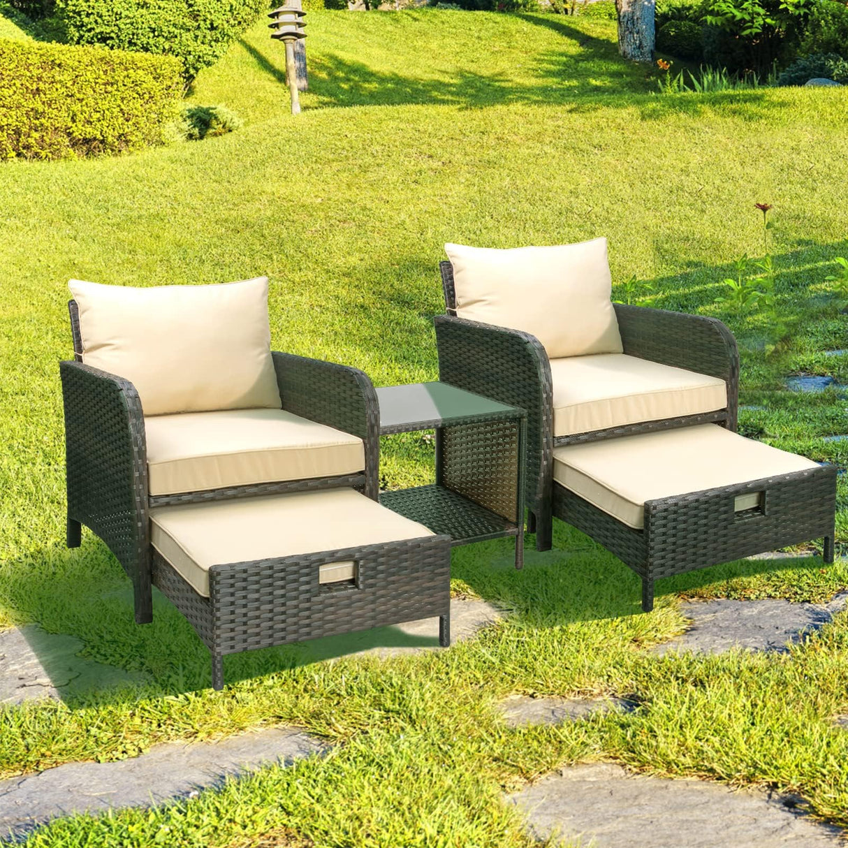 Balcony Furniture 5 Piece Patio Conversation Se