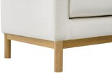 157Cream-L Langham Collection Mid-Century Modern Linen Textured Fabric Upholstered Loveseat, Cream Linen Textured Fabric, Natural Finish Wood Base, 66" W x 33.5" D x 33" H, Cream