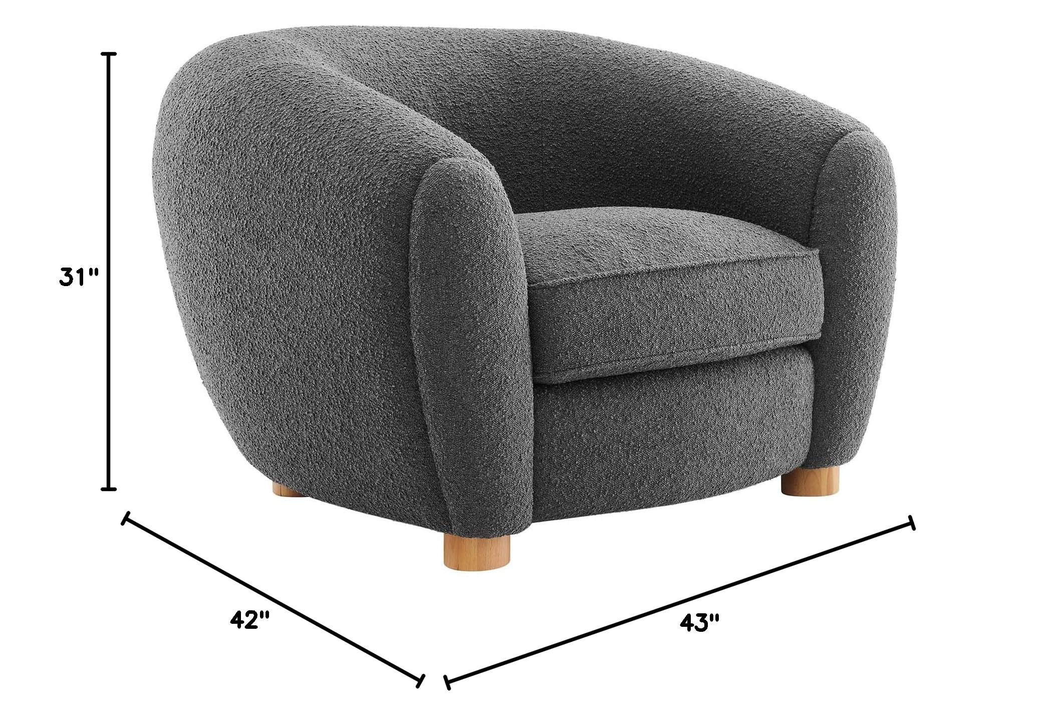 Upholstered Fabric, Armchair, Charcoal