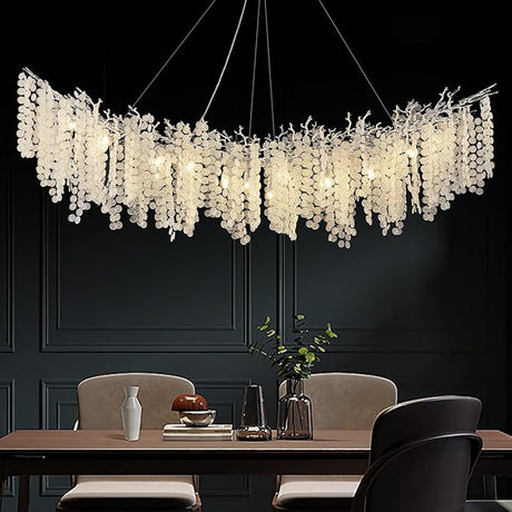 Modern Crystal Chandeliers for Dining Room, 40" Round Gold Tree Branches Chandeliers,