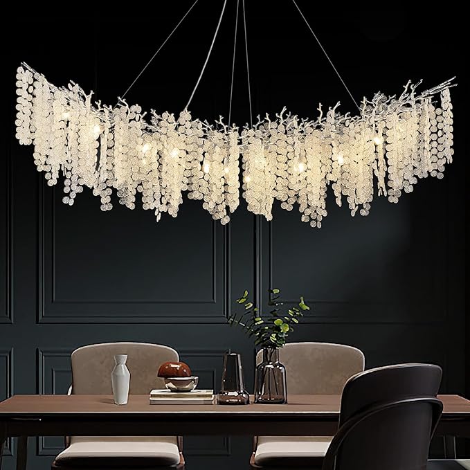 Modern Crystal Chandeliers for Dining Room, 40" Round Gold Tree Branches Chandeliers