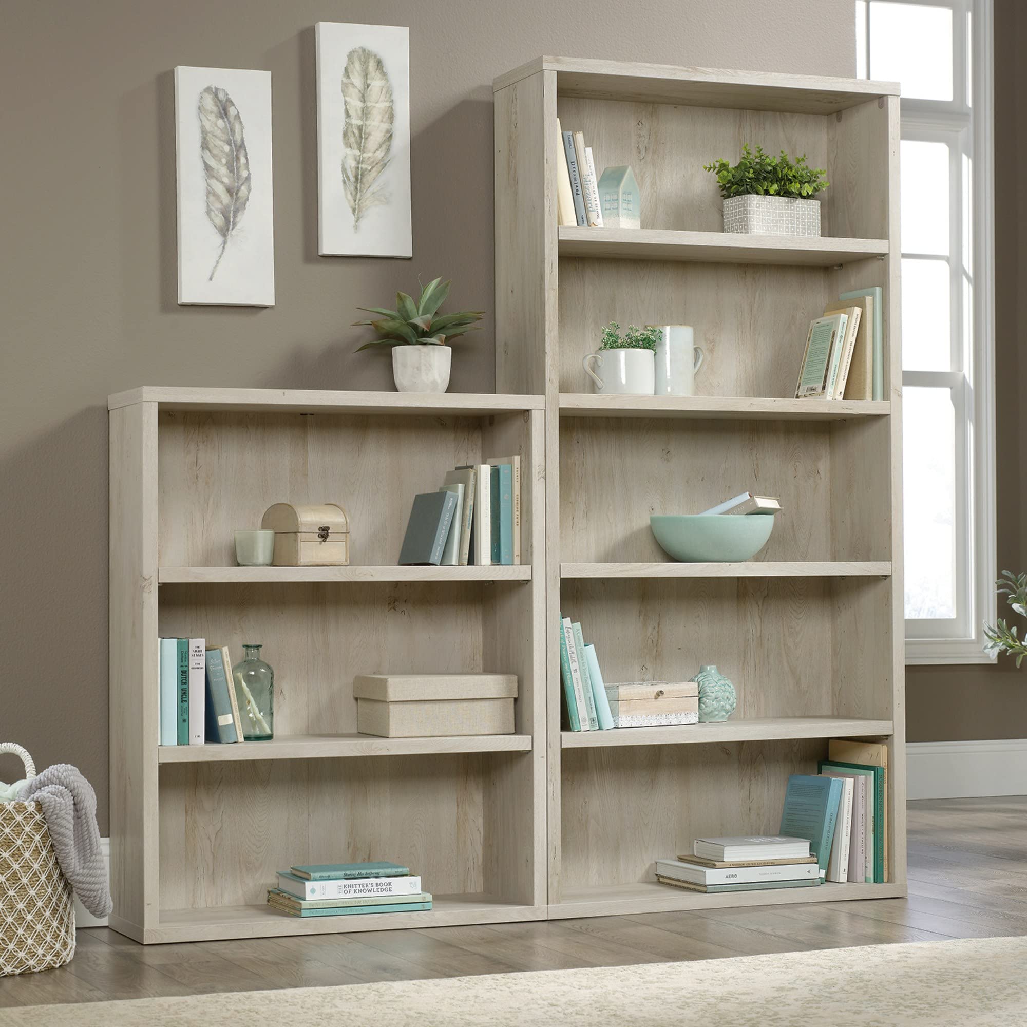 Optimum 73-1/2"H 5-Shelf Bookcase, Chalked Chestnut