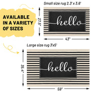 KILOCOCO Beige Striped Rug - 3'X5' Front Door Mat Outdoor, Welcome Mats Rug Outdoor, Cotton Washable Front Porch Rug Layered Doormats for Front Porch/Farmhouse/Entryway