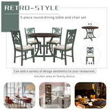 5-Piece Round Dining Table Set with Retro Chairs