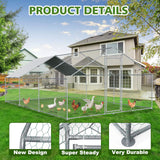 Large Metal Chicken Run with Waterproof Cover - Spacious Outdoor Poultry Cage