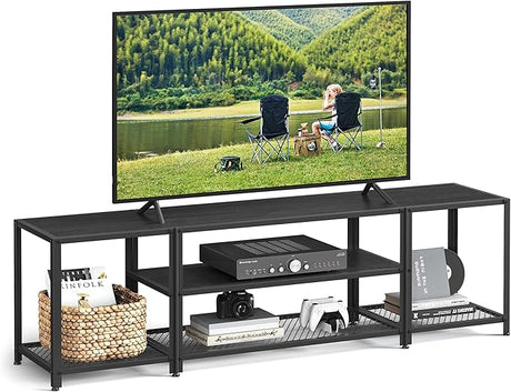 TV Stand for TVs up to 75 Inches, 3-Tier Entertainment Center, Industrial TV Console Table