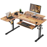 ERGONOMIC Standing Desk with Keyboard Tray, Computer Desk, 61" L Shaped Electric Adjustable Height