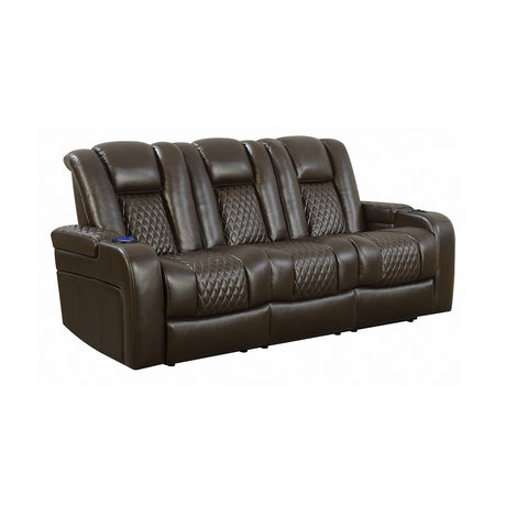 Delangelo Power Motion Reclining Sofa, Brown