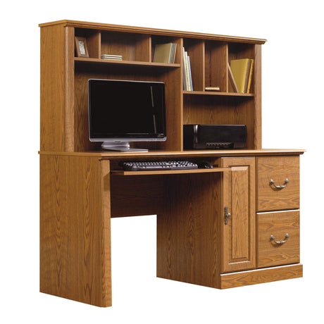 Orchard Hills Computer Desk with Hutch, Carolina Oak finish