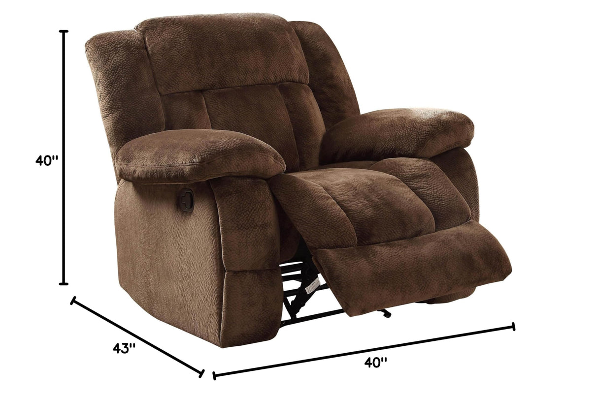 9636-1 Laurelton Textured Plush Microfiber Glider Recliner Chair, Chocolate Brown