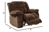 9636-1 Laurelton Textured Plush Microfiber Glider Recliner Chair, Chocolate Brown