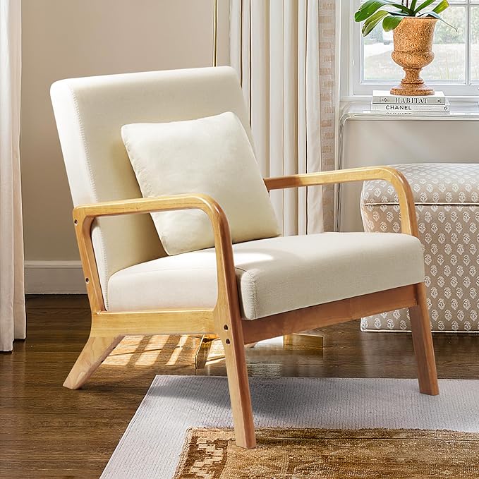 Mid-Century Modern Accent Chair,Fabric Lounge Boho Side Chair for Living Room