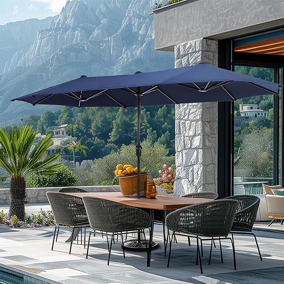 13ft Rectangle Patio Umbrella, Double Sided Outdoor Table Umbrella