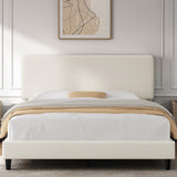 Queen Bed Frame with Adjustable Chenille Upholstered Headboard