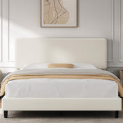 Queen Bed Frame with Adjustable Chenille Upholstered Headboard