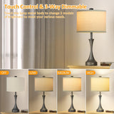 26" Farmhouse Black Touch Table Lamps Set of 2 with USB Ports
