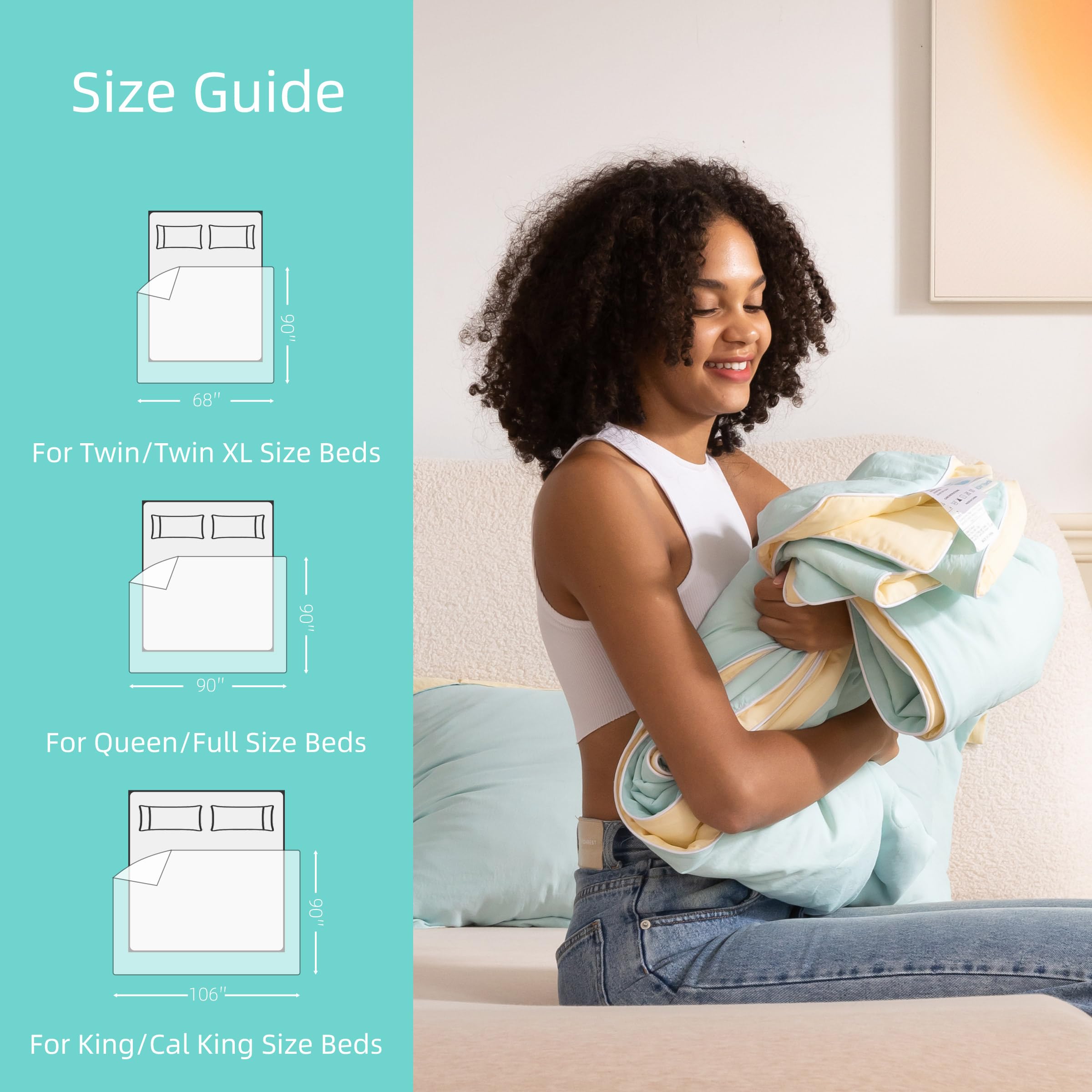 Cooling Comforter Queen Size, Silk Cooling Blanket for Hot Sleepers 90x90 Inch,