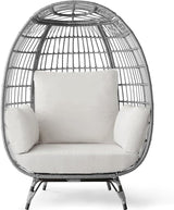 Wicker Egg Chair, Oversized Indoor Outdoor Lounger for Patio, Backyard